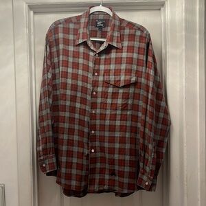 BURBERRYS Men’s Plaid Flannel Shirt Size XL Burgundy/Gray